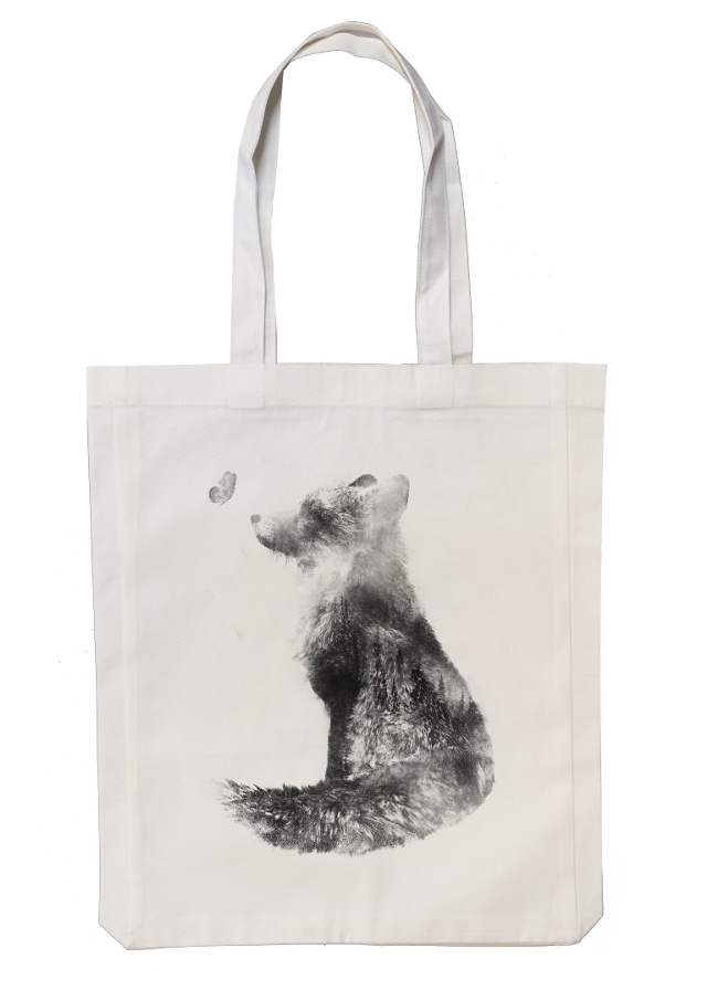 Fuchs trifft Schmetterling - Stofftasche 35x45 cm