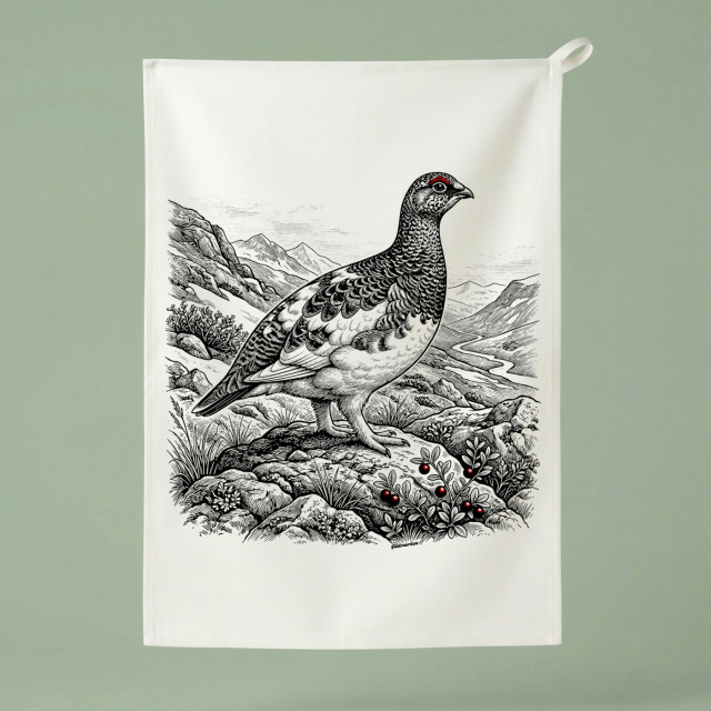 Alpenschneehuhn - Küchentuch 50x70 cm