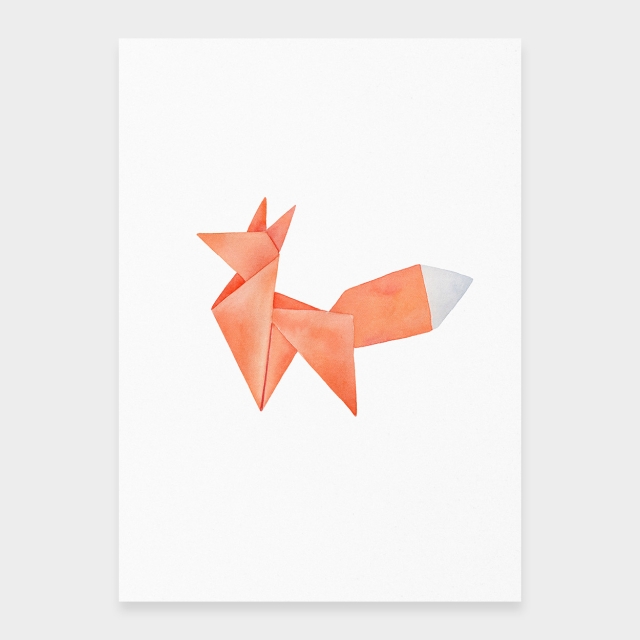 Rotfuchs-Origami-Stil