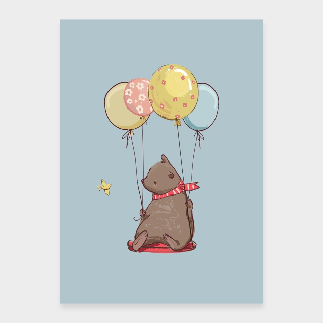Bär auf einer Ballonfahrt