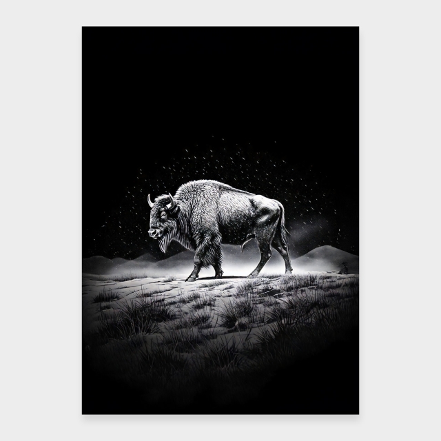 Bison in der Nacht