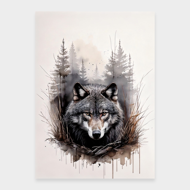 Wolf in einer Höhle